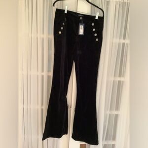 Velvet black flare pants with buttons  NWT